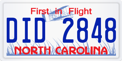 NC license plate DID2848