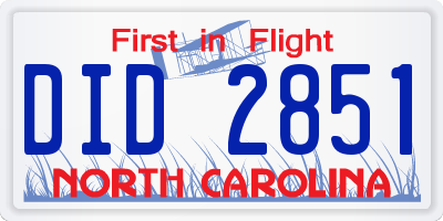 NC license plate DID2851