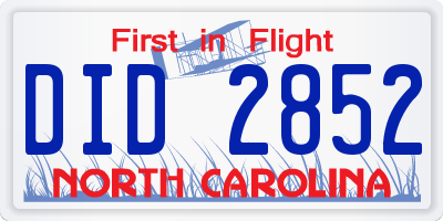 NC license plate DID2852