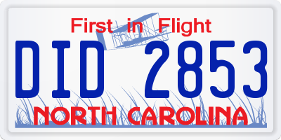 NC license plate DID2853