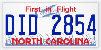 NC license plate DID2854
