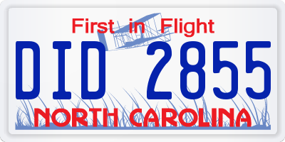 NC license plate DID2855
