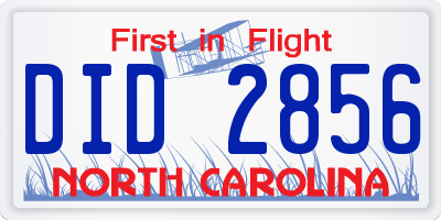 NC license plate DID2856