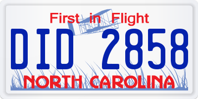 NC license plate DID2858