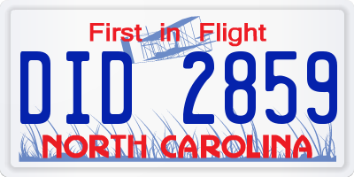 NC license plate DID2859