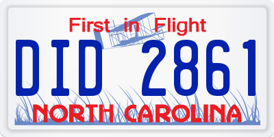 NC license plate DID2861