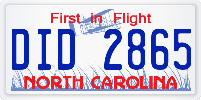NC license plate DID2865