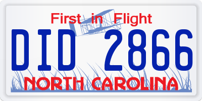 NC license plate DID2866