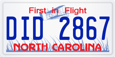 NC license plate DID2867