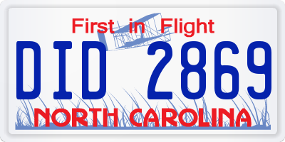 NC license plate DID2869