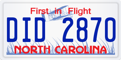NC license plate DID2870