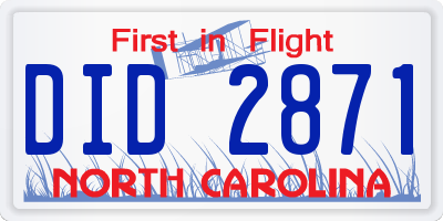 NC license plate DID2871