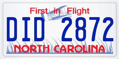 NC license plate DID2872