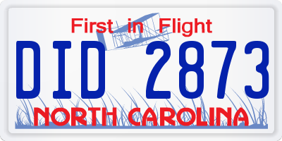 NC license plate DID2873
