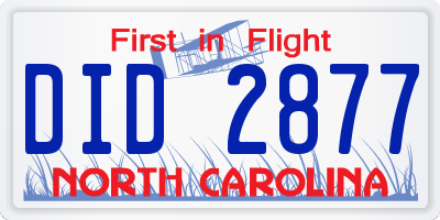 NC license plate DID2877