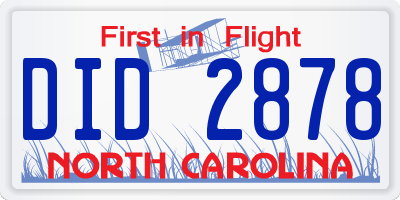 NC license plate DID2878
