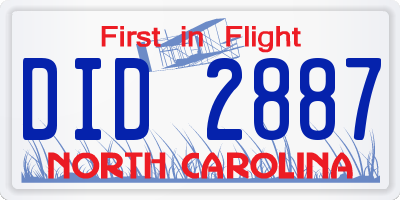 NC license plate DID2887