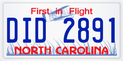 NC license plate DID2891