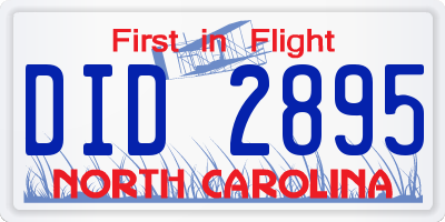 NC license plate DID2895
