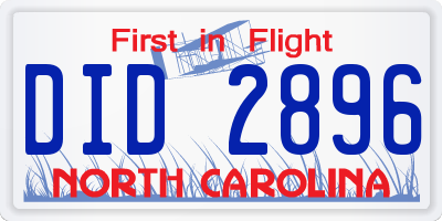 NC license plate DID2896