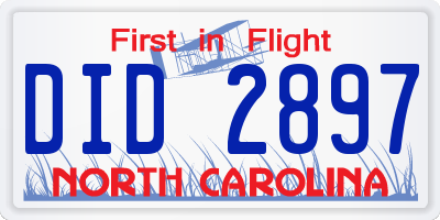 NC license plate DID2897