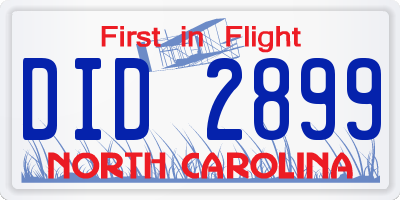 NC license plate DID2899