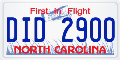 NC license plate DID2900