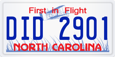 NC license plate DID2901