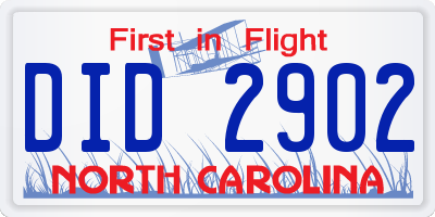 NC license plate DID2902