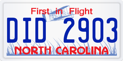 NC license plate DID2903