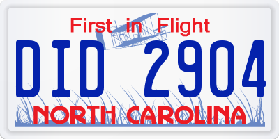 NC license plate DID2904