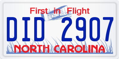 NC license plate DID2907