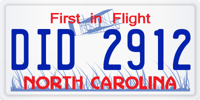 NC license plate DID2912