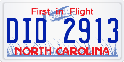 NC license plate DID2913