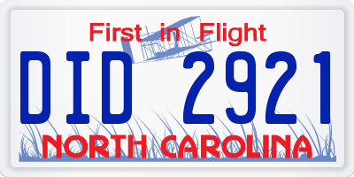 NC license plate DID2921