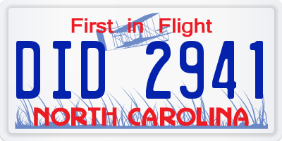 NC license plate DID2941
