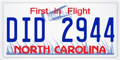 NC license plate DID2944
