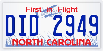 NC license plate DID2949