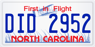 NC license plate DID2952