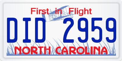NC license plate DID2959