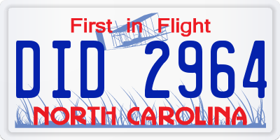 NC license plate DID2964