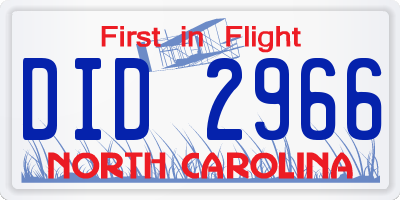 NC license plate DID2966