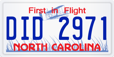 NC license plate DID2971