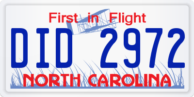 NC license plate DID2972