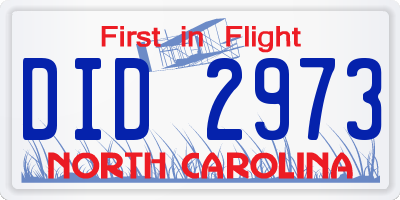 NC license plate DID2973