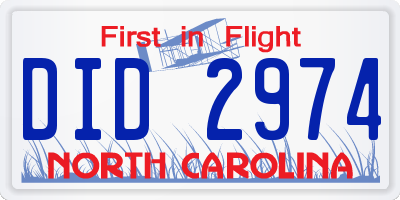 NC license plate DID2974