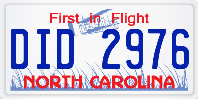 NC license plate DID2976