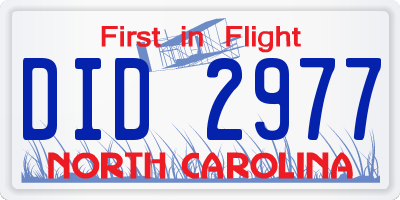 NC license plate DID2977