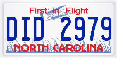 NC license plate DID2979