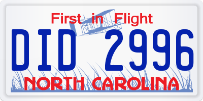 NC license plate DID2996